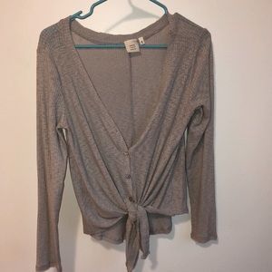 Grey button down long sleeve shirt